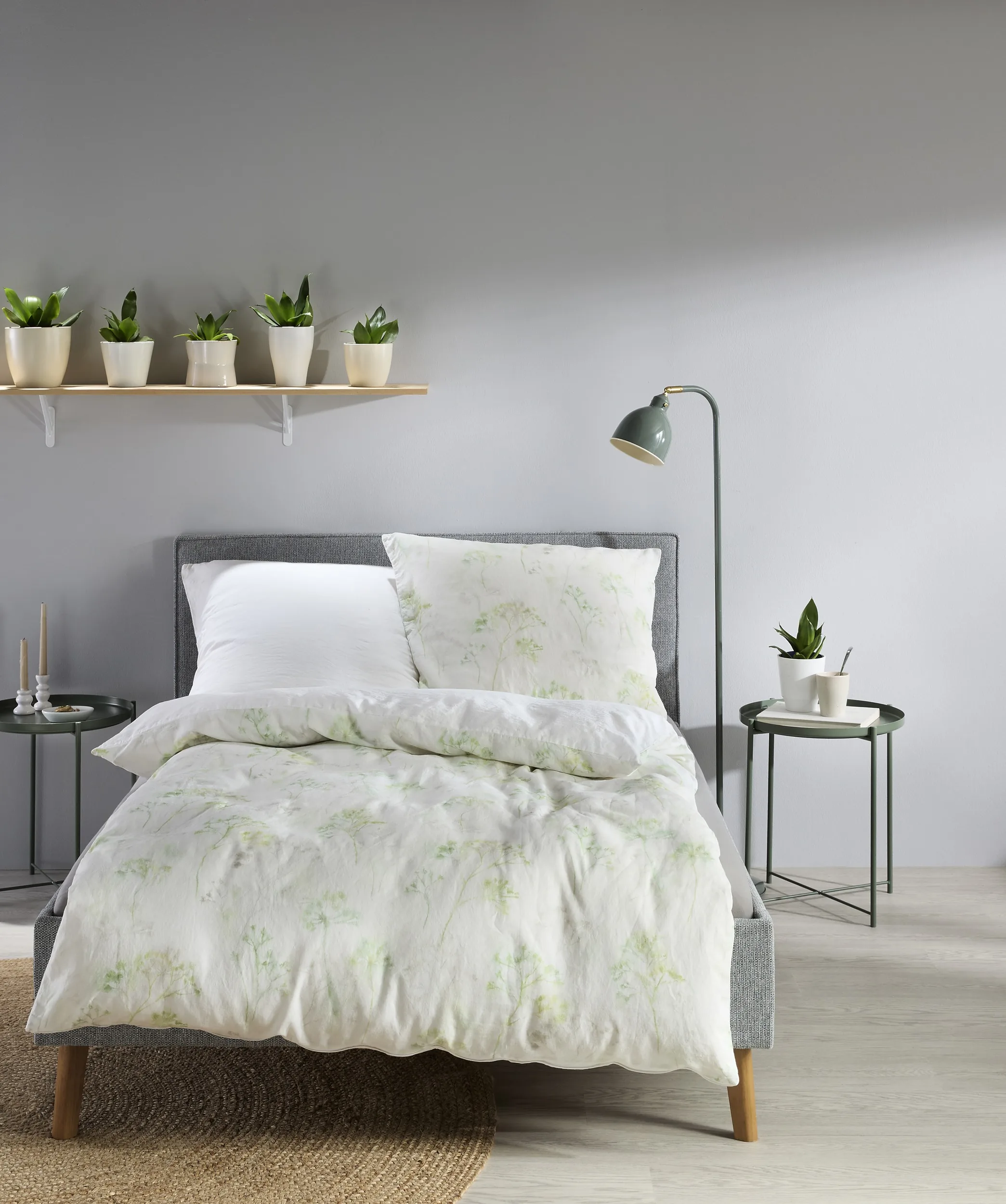Provence Cassis 345061 Bettwäsche aus Halbleinen | 200×200 + 2x 80×80 | grün